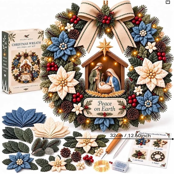 Shrysg DIY Christmas Wreath Kit Adult Hand Assembly, Fabric Door Wall ...
