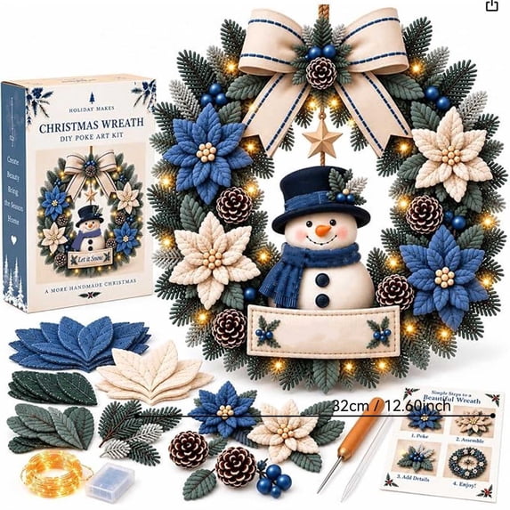 Shrysg DIY Christmas Wreath Kit Adult Hand Assembly, Fabric Door Wall ...