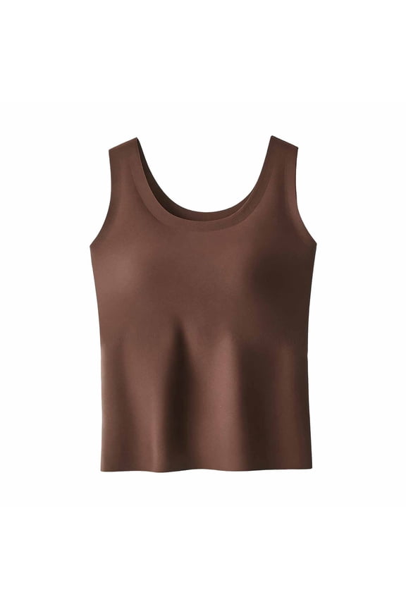 LWoman Summer Women’s Solid Color Sling Top with Chest Pad, Breathable and Comfortable Sleeveless Round Neck Shirt for Daily Wear
