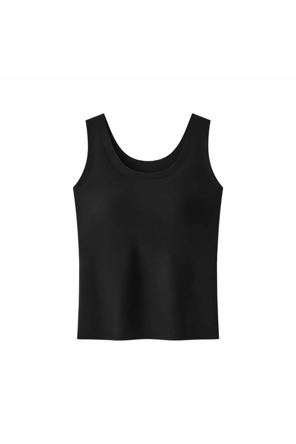 LWoman Summer Women’s Solid Color Sling Top with Chest Pad, Breathable and Comfortable Sleeveless Round Neck Shirt for Daily Wear