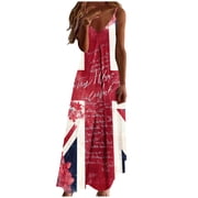 british flag maxi dress 2025 British Flag Dress Summer United Kingdom Flag Street Wear Boho Beach Long Dresses Female Custom Party Maxi Dress Big Size 4XL