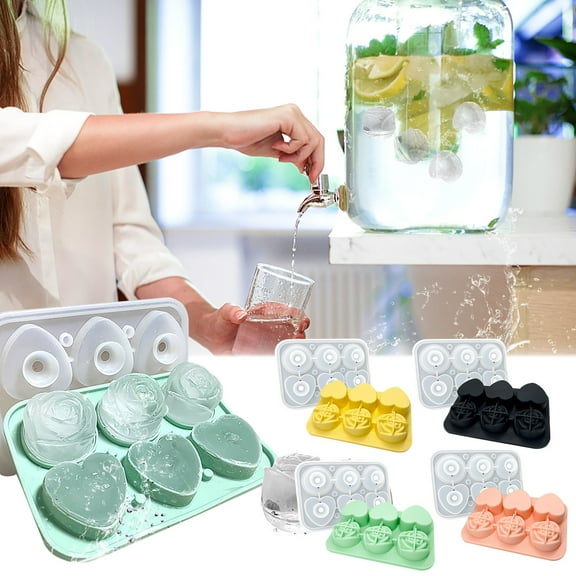 Shrysg New 6-Hole Ice Cube Maker - Compact Ice Box for Small Fridges,Streamlined Ice Cube Production with Effortless Release Ice Lattice and Fitted Cover