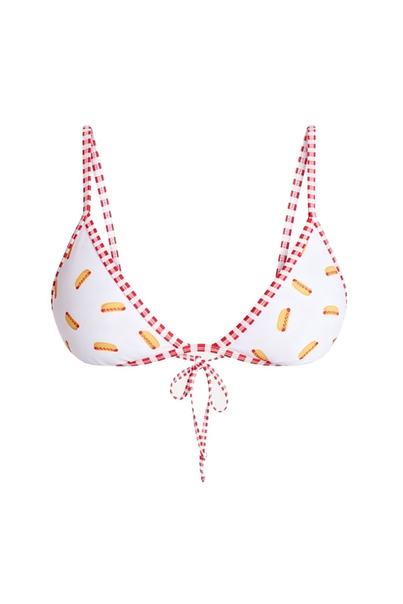 Reversible Hotdog Print Bikini Set for Women, Soft Eco-Friendly Fabric, Perfect for Summer Vacations, and Pool Parties