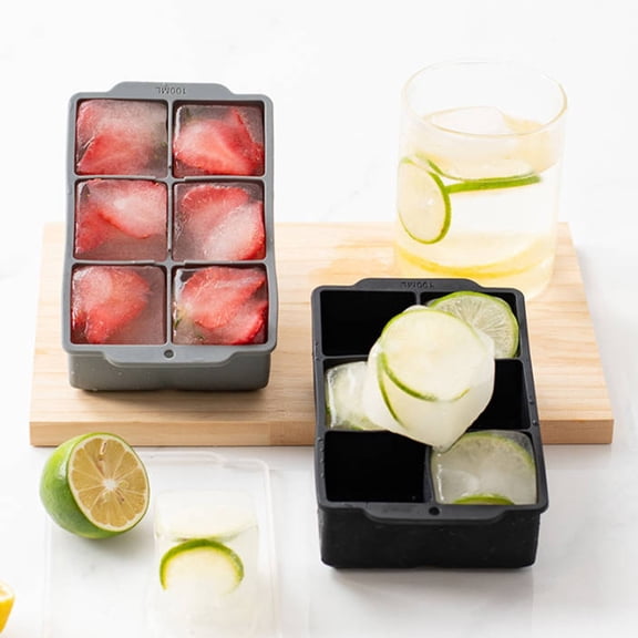 Shrysg Silicone Ice Cube Molds with Lid - 6-Compartment Tray for Crafting Large Ice Cubes,Perfect for Whiskey and Cocktail Mixing,Household Ice Box with Easy Release Mechanism