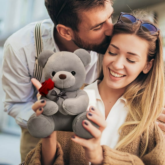 Shrysg Valentine's Day Plush Teddy Bear - 23cm/9in Light Brown Stuffed Animal Toy - Adorable Gift & Party Decoration for Loved Ones