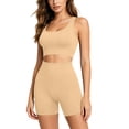 thumbnail image 1 of Shrysg Women's 2 Piece Sets Wireless Push Up Sports Yoga Bra with High Waist Booty Scrunch Biker Shorts Set for Gym Beige, 1 of 9