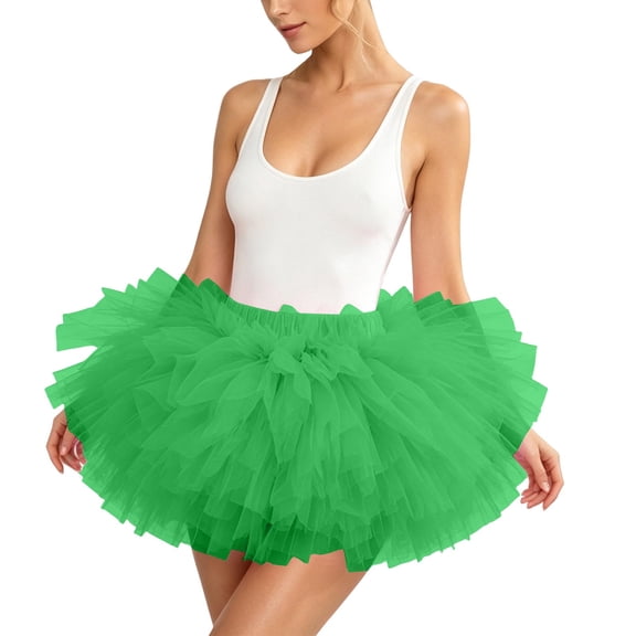 Shrysg Women's 5-Layer Tulle Tutu Skirt Adult Puffy Pleated High Waist Mini Party Costume Dance Skirt