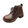thumbnail image 1 of Shrysg Women's Casual Ankle Boots Chunky Heel Lace-Up Round Toe Stylish Dressy Short Booties for Fall Winter Brown, 1 of 9