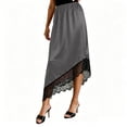 thumbnail image 1 of Shrysg Women's Casual Satin Midi Skirt with Elastic High Waist and Asymmetrical Hem for Daily Wear Gray, 1 of 6