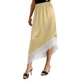 thumbnail image 1 of Shrysg Women's Casual Satin Midi Skirt with Elastic High Waist and Asymmetrical Hem for Daily Wear Yellow, 1 of 6