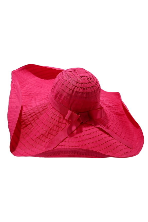 Women's Fashion Wide Brim Bucket Hat Shapeable and Foldable Floppy Sun-shading Hat for Casual Beach Use Hot Pink