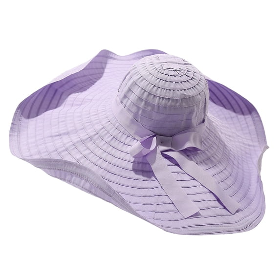 Shrysg Women's Fashion Wide Brim Bucket Hat Shapeable and Foldable Floppy Sun-shading Hat for Casual Beach Use Purple