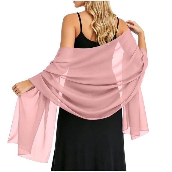 Shrysg Women's Flowing Chiffon Shawl Wrap Scarf Solid Color Casual Lightweight Cover-Up for Weddings Parties Daily Wear Yellow