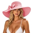thumbnail image 1 of Shrysg Women's Folable Floppy Beach Hat Wide Brim Casual Solid Sun Protection Cap for Summer Pink, 1 of 5