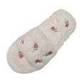 thumbnail image 1 of Shrysg Women's Fuzzy Embroidered Slides Rose Faux Fur Flat Sandals Sweet Indoor Outdoor Slip-Ons Comfortable House Shoes for Summer Winter Daily Wear White, 1 of 9
