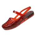 thumbnail image 1 of Shrysg Women's Jelly Closed-Toe Flat Sandals PVC Lightweight Breathable Adjustable Strap Casual Summer Beach Shoes Wine, 1 of 9