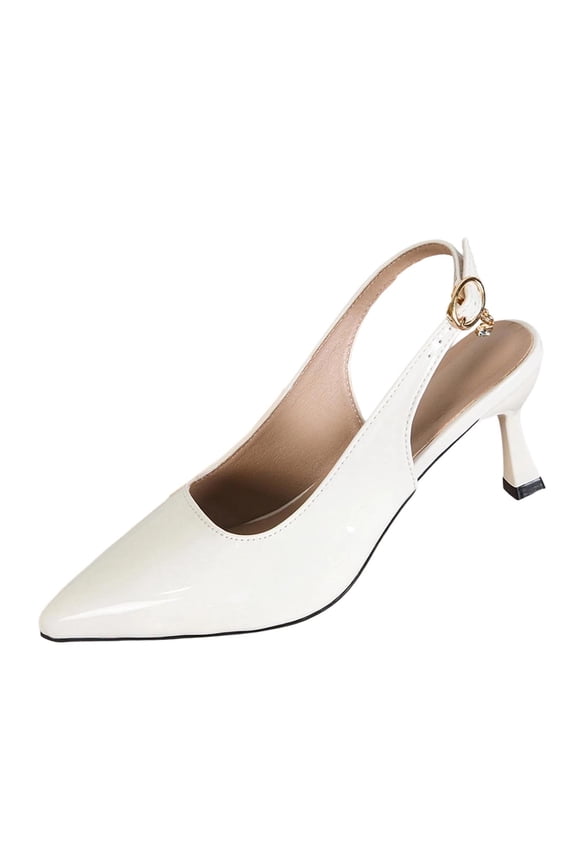 Women's Kitten Heel Closed Pointed Toe Sandals with Bow Back Strap Shoes for Casual Outdoor Beige