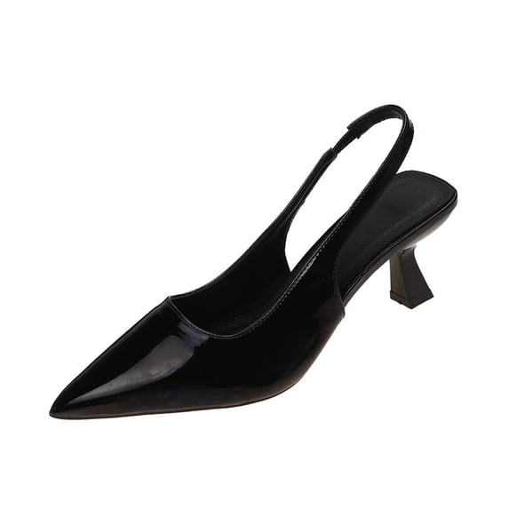 Shrysg Women's Kitten Heel Slingback Low Pumps Casual Pointed Toe Slip On Shoes Elegant Dressy Bridal Wedding Party Shoes Black