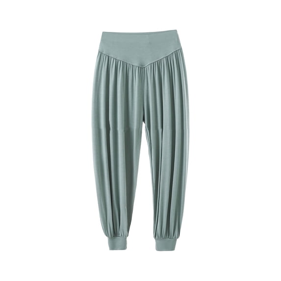 Shrysg Women's Plus Size Casual Solid Color Elastic Waist Bloomers Pants Loose Fit Leisure Home Pajamas