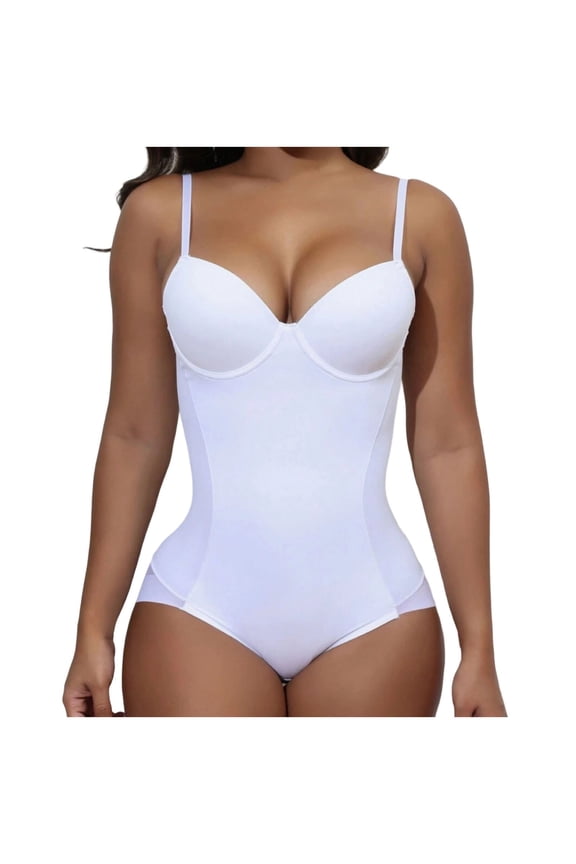 Women's Shapewear Tummy Control Full Body Shaper Elasticity Slimmer Seamless Camisole Bodysuit White