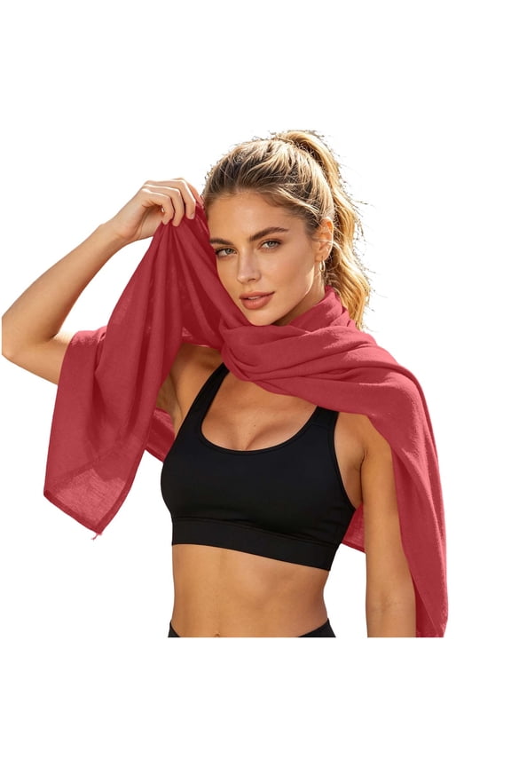 Women's Solid Color Cotton Gauze Scarf Oversized Sun Protection Shawl for Travel and Casual Daily Wear Wine