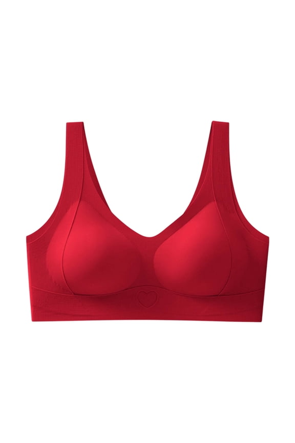 Women's Solid Color Push Up Bra Wide Shoulder Straps High Elasticity Comfort Everyday Wear Red