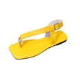 thumbnail image 1 of Shrysg Women's Strappy Flat Square Toe Thong Sandals Comfortable Casual Summer Flip Flops for Vacation Beach Outdoor Leisure Yellow, 1 of 9