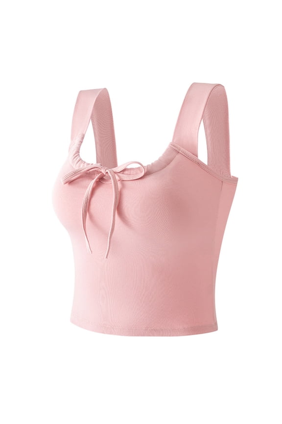 Women's Summer Solid Color Bow Back Suspender Top Casual Sleeveless Polyester Relaxed Fit Daily Wear