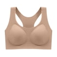 thumbnail image 1 of Shrysg Women's Wireless Push-Up Bralette Solid Color Breathable T-Back Everyday Bra Light Support Casual Underwear Beige, 1 of 6