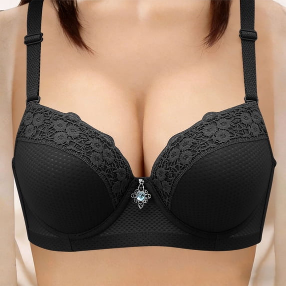 Shrysg Womens Lace Underwire Push Up Bra with Adjustable Straps, Breathable Mesh Everyday Lingerie for All Occasions
