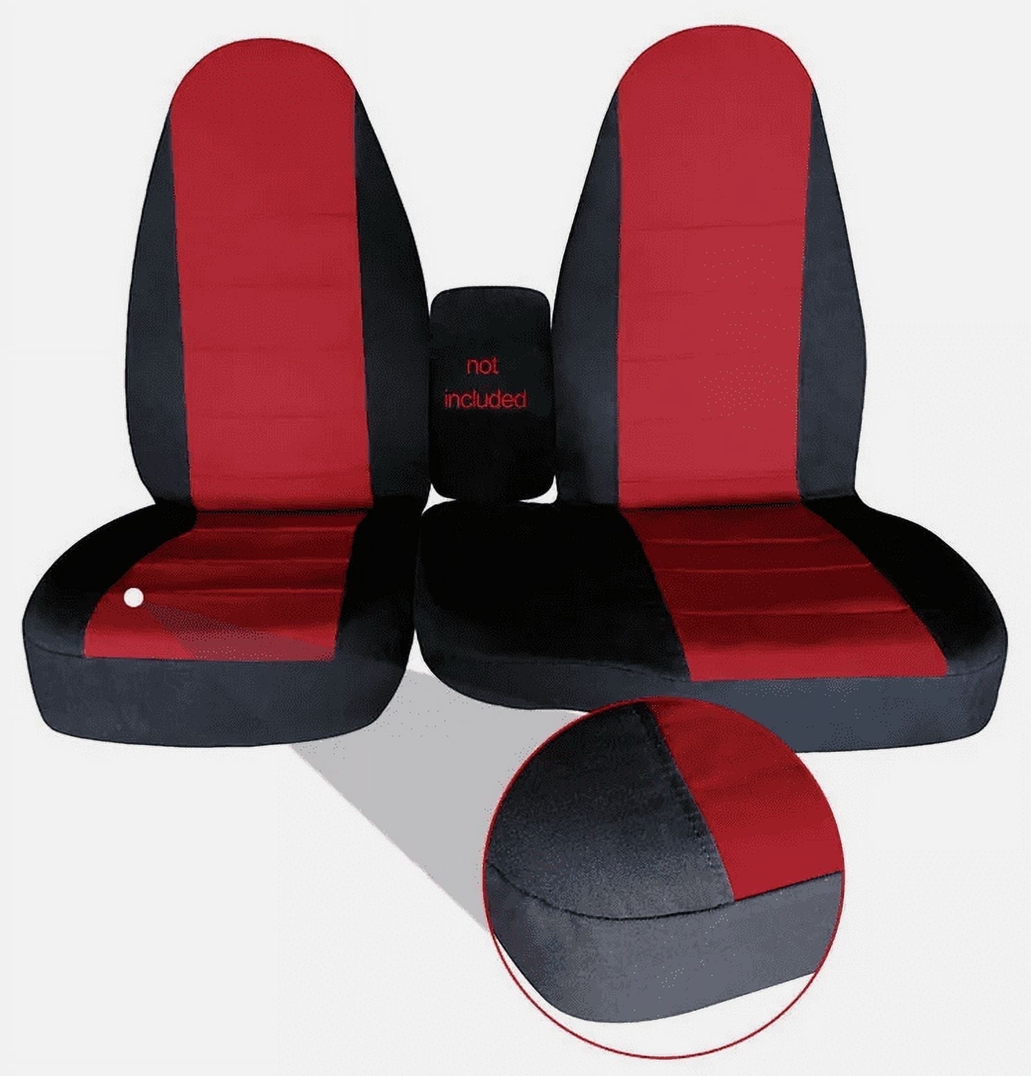Seat Covers Cotton Center Without Console Fit for 1998 1999 2000 2001 2002 2003 Ford Ranger 60/40 Highback Truck (Black & Red)