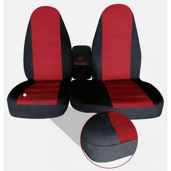 Seat Covers Cotton Center Without Console Fit for 1998 1999 2000 2001 2002 2003 Ford Ranger 60/40 Highback Truck (Black & Red)