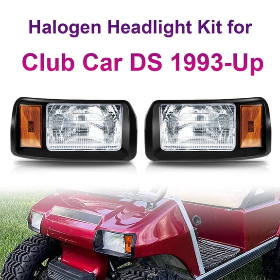 Halogen Headlight Kit for Club Car DS 1993-Up, 12V Street Legal Light Kit, OEM Style Replacement for Gas & Electric Models