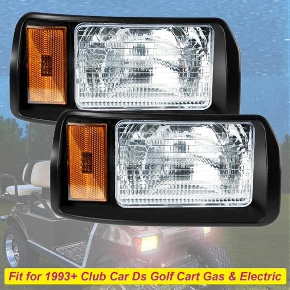 Halogen Headlight Kit for Club Car DS 1993-Up, 12V Street Legal Golf Cart Front Light Assembly Replacement for Gas & Electric Carts
