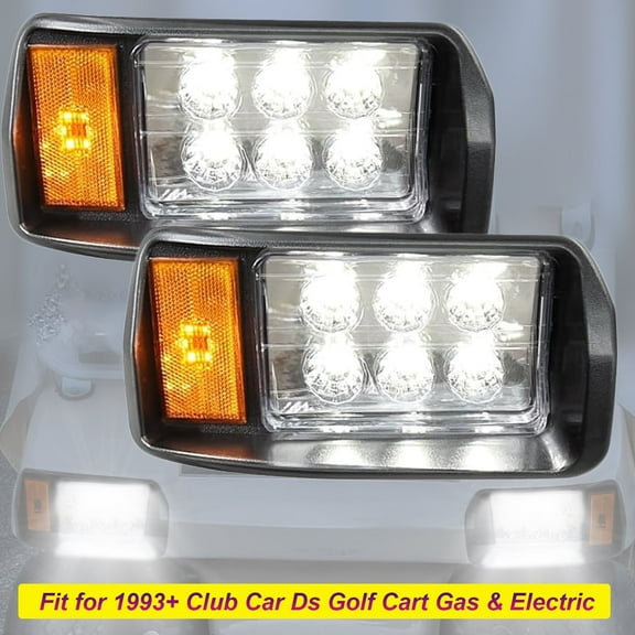 LED Golf Cart Headlight Kit for Club Car DS 1993-Up, 12V Street Legal Lights Accessories OEM Replacement for Gas & Electric Models