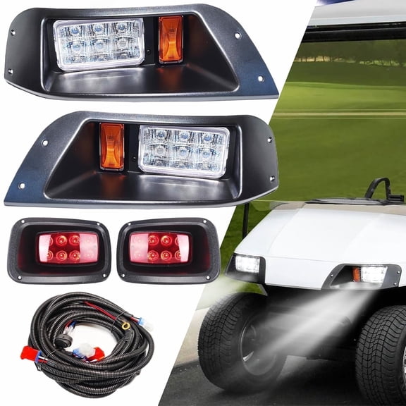 Golf Cart Light Kit for EZGO TXT (1996-2013) 12V LED Street Legal Headlights & Tail Lights Accessories with Wiring Harness Fits Gas & Electric Golf Cart