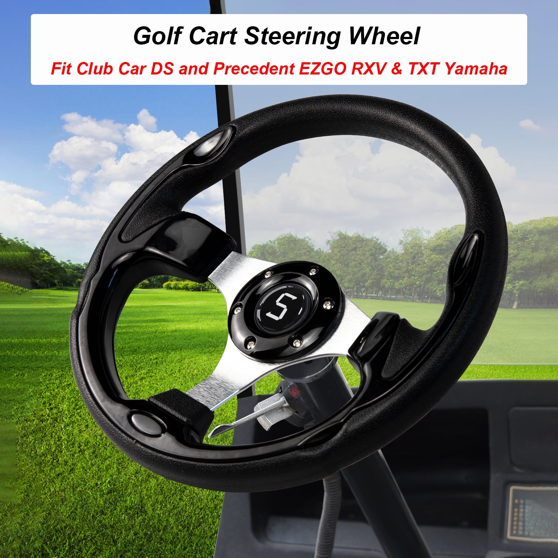 ROP Shop | ユニバーサル 13インチ ステアリングホイール ブルー/クローム クラブカー E-Z-GO ヤマハゴルフカート　並行輸入品 | The ROP Shop | ハブアダプター\u002613インチブルーステアリング
