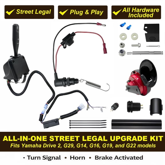 Golf Cart Turn Signal Kit for Yamaha 12V Street Legal 9-Pin Plug and Play Upgrade Replaces Wiring Harness Kit with Horn, Brake Pad & Hazard Switch