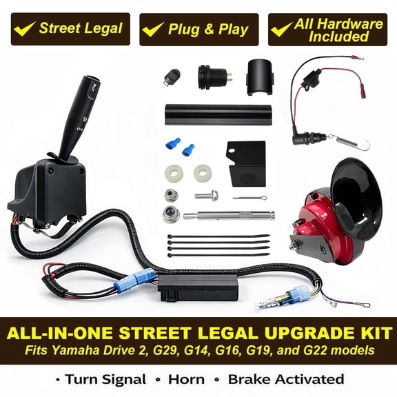 Golf Cart Turn Signal Kit for Yamaha 12V Street Legal 9-Pin Plug and Play Upgrade Replaces Wiring Harness Kit with Horn, Brake Pad & Hazard Switch