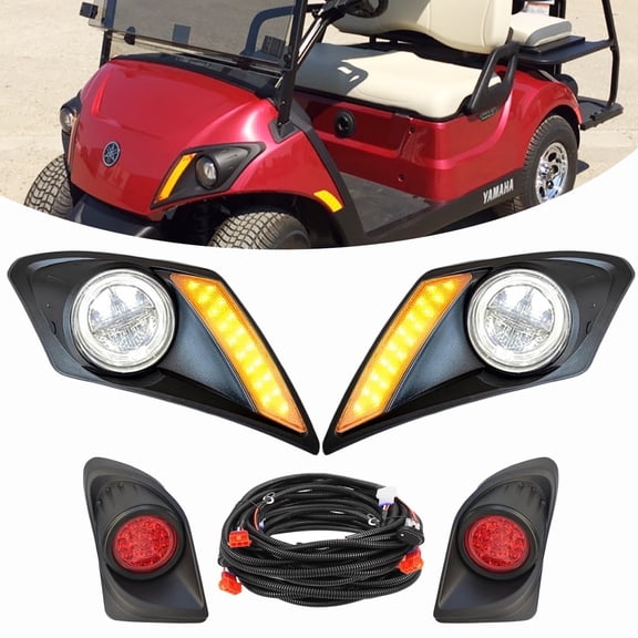 Golf Cart LED Light Kit Compatible for Yamaha Drive2 (2007+) 12V Street Legal Headlight & Tail Light Assembly for Yamaha Gas & Electric Golf Cart Replaces, Easy Install
