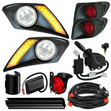 Shu-Ran LED Golf Cart Lights Kit for YAMAHA Drive2 (2007-Up) 12V Deluxe Street Legal Headlights and Taillight Kit with Turn Signal Switch, Horn, Brake for Gas & Electric