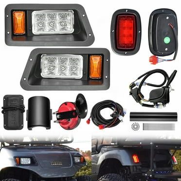 Shu-Ran Golf Cart Lights Kit for YAMAHA G14 G16 G19 or G22 Golf Cart 12V Deluxe Street Legal LED Headlights and Taillight Kit with Turn Signal Switch, Horn, Brake