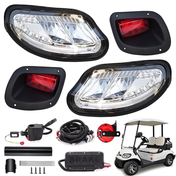 LED Golf Cart Light Kit for 2014-Up EZGO Freedom/TXT T48/ EZGO Valor Gas & Electric, 12V Deluxe Street Legal System with Turn Signals, Brake Lights and Horn
