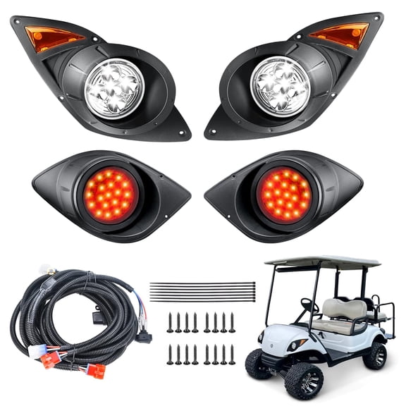 Golf Cart Light Kit for Yamaha G29 2007+, 12V LED Street Legal System with Wiring Harness, Fits Gas & Electric Golf Cart