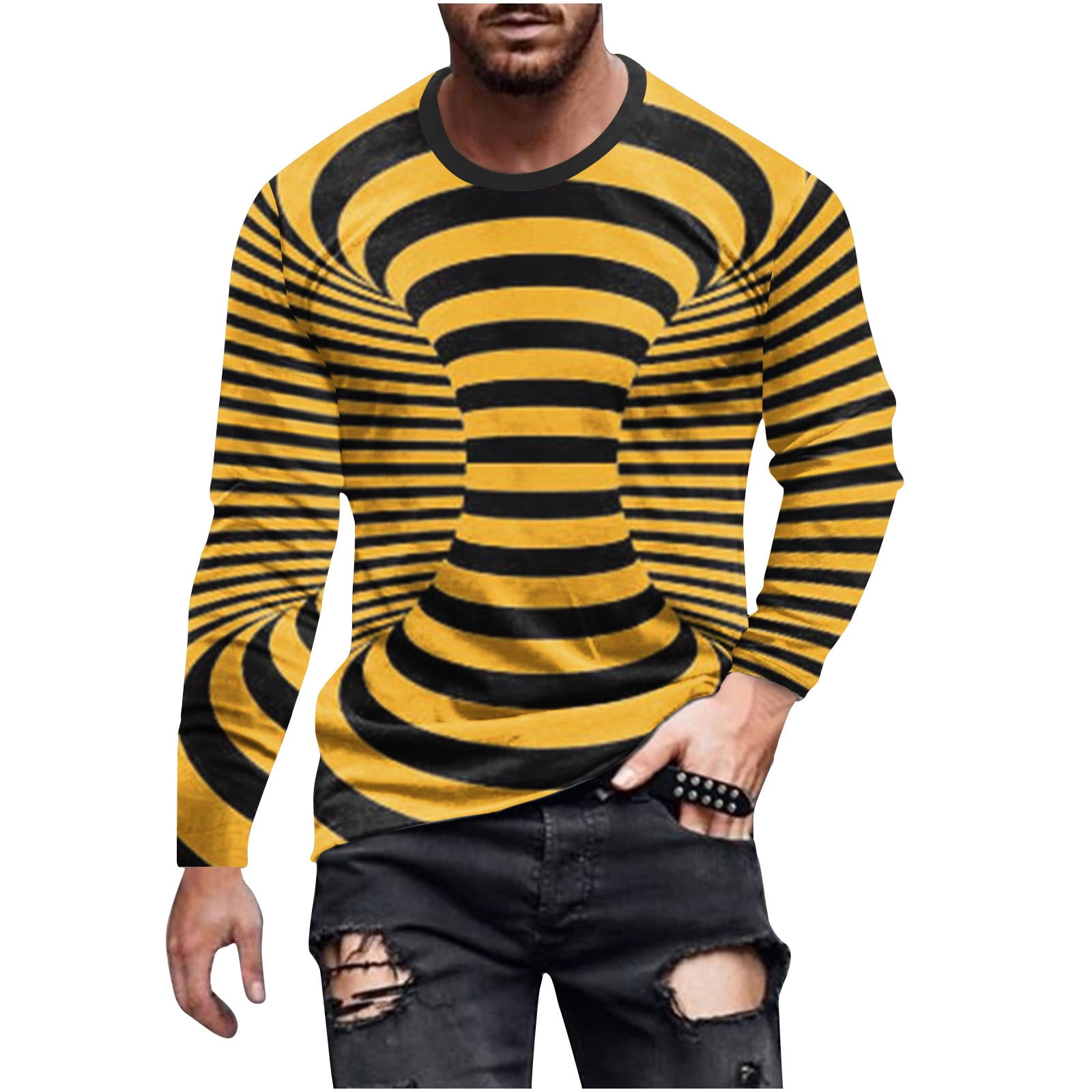 Shu Xin men t shirts printed mens v neck t shirts Splicing printed long