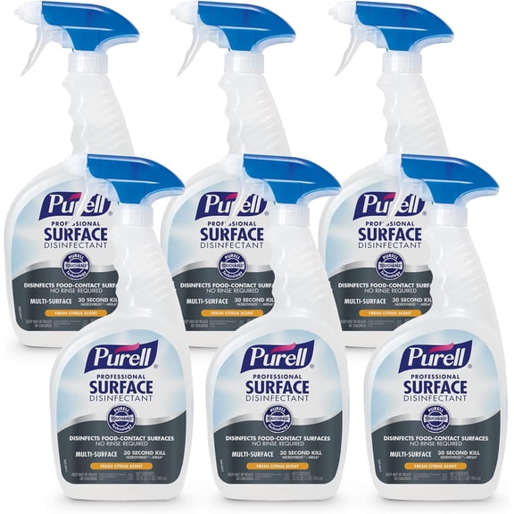ShuYYun Professional Surface Disinfectant Spray, Citrus Scent, 32 fl oz Capped Bottle with Spray Trigger in Pack (Pack of 6) - 3342-06