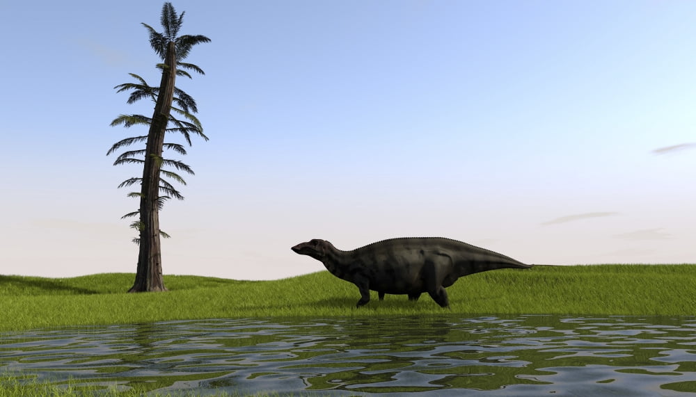 Shuangmiaosaurus walking through a swamp Canvas Art - Kostyantyn IvanyshenStocktrek Images (19 x 11)