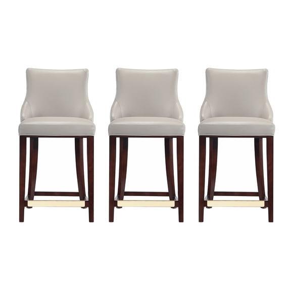 Shubert Counter Stool with Solid Wood Base in Light Gray - Set of 3