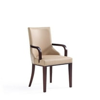 Manhattan Comfort Shubert 19.75" Faux Leather Dining Armchair in Tan