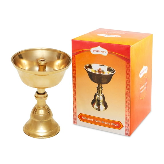 Shubhkart Solid Brass Akhand Jyot Oil Lamp Diya for Puja